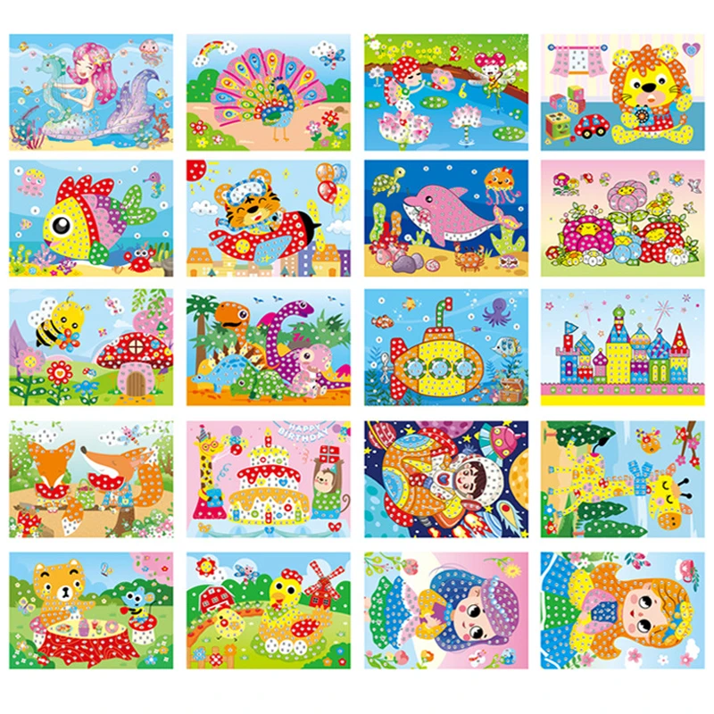 5-20Sheets/Pack Handmade DIY Diamond Stickers Assorted Color Patterns Suitable for Artclass Graffiti Activities Rewards Gift ZYF