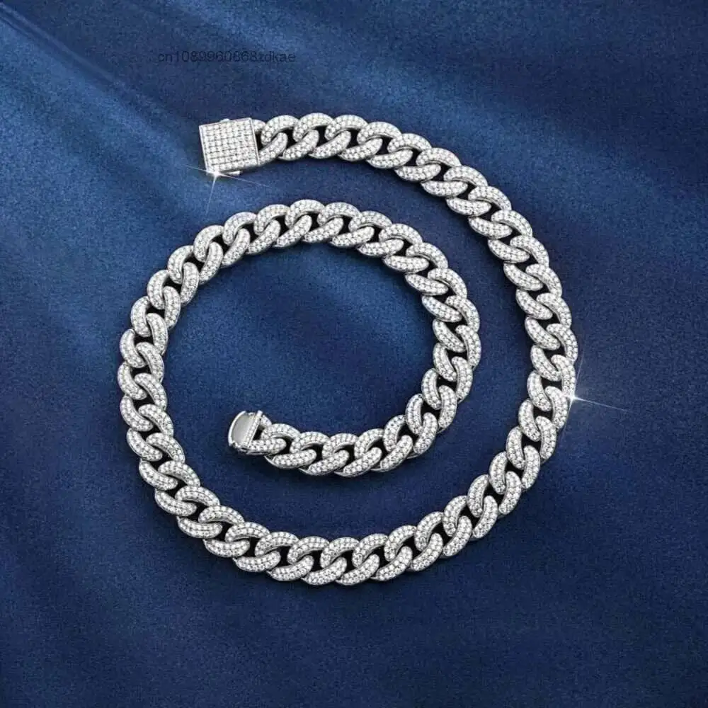 Luxury Cuban Jewelry 11mm Width Cuban Link d Vvs Moissanie Diamond Gold Silver White Gold Plated Cuban Link Chain.