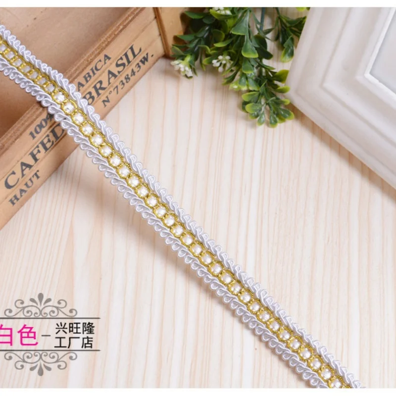 QGVLish 12M/lot 1.5cm Wide Braided Curtain Lace Trim Braided DIY Pillow Sofa Edge Decor Lace Ribbon Belt Curtain Accessories