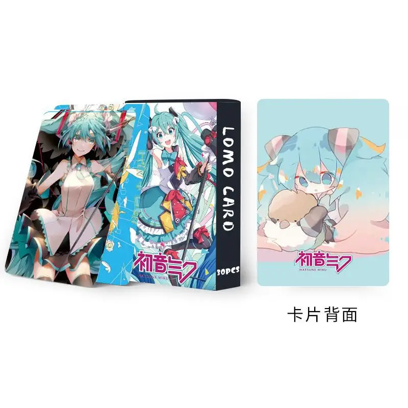 Boxed 30pcs/set Anime Hatsune Miku Kawaii Figure HD Small Card Double Sides Lomo Card Bookmark Greeting Card Model Toys Gifts