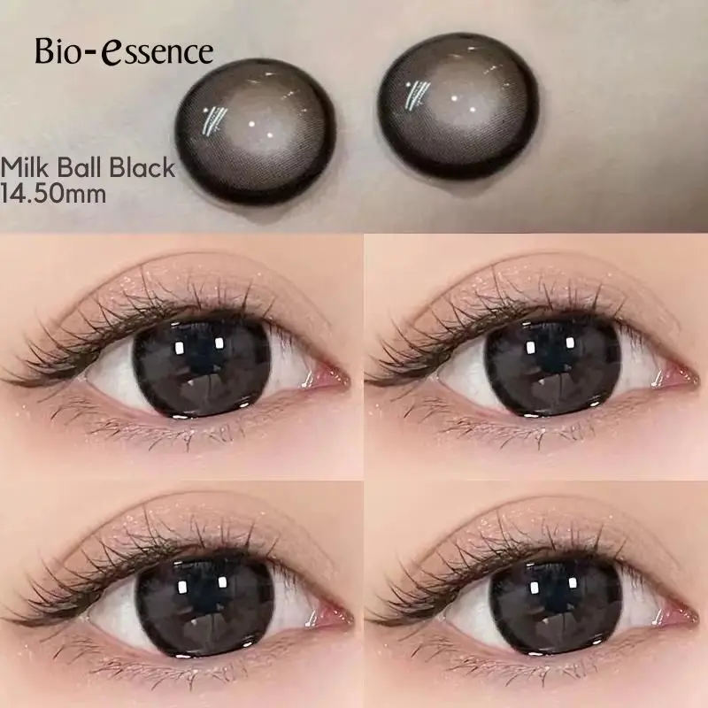 Bio-essence 1Pair Color Contact Lenses Yearly Natural Brown Lenses with Degree Lenses Beauty Fashion Lenses Beautiful Pupil