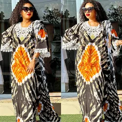 Africa Dress for Women for Evening Party Autumm Elegant Print O-neck Maxi Dress Muslim Fashion Abaya Dashiki African Clothing