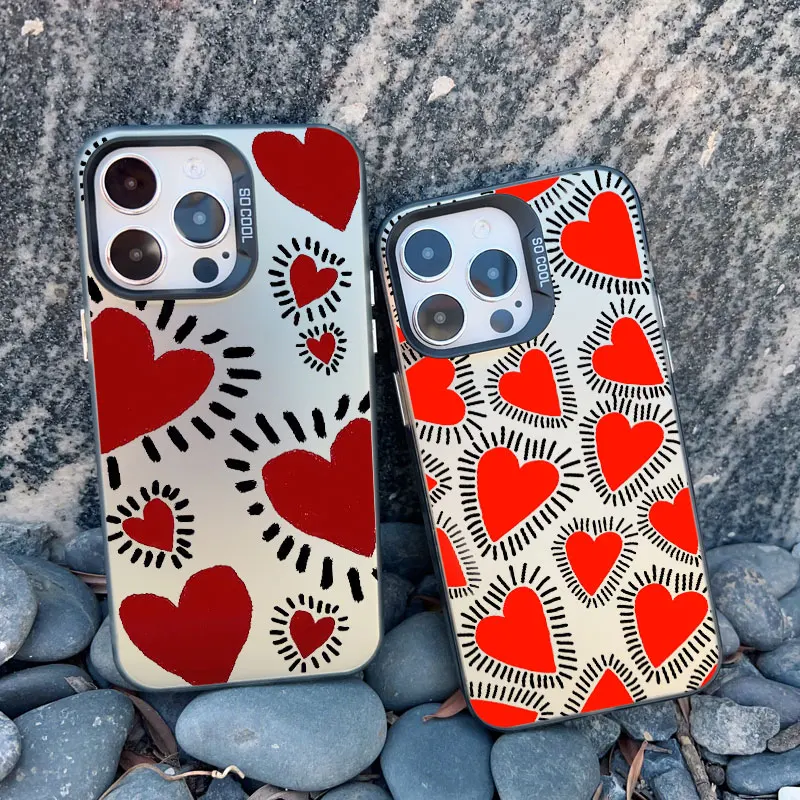 Cute Love Heart IMD Protective Phone Cases for Iphone 15 11 12 13 Pro Max 13 Mini 16 14 Pro Max Plus Shockproof Laser Cover