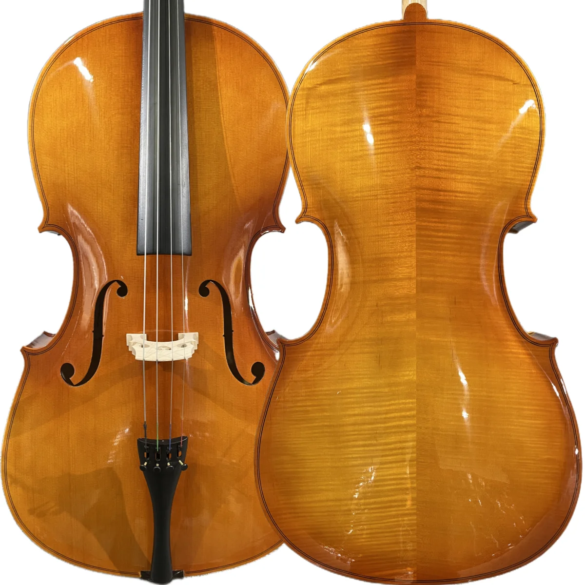 Musical Instruments 4/4-1/8 Glossy Basswood Pattern Cello Natural Tiger Pattern Veneer Maple Beginner Cello
