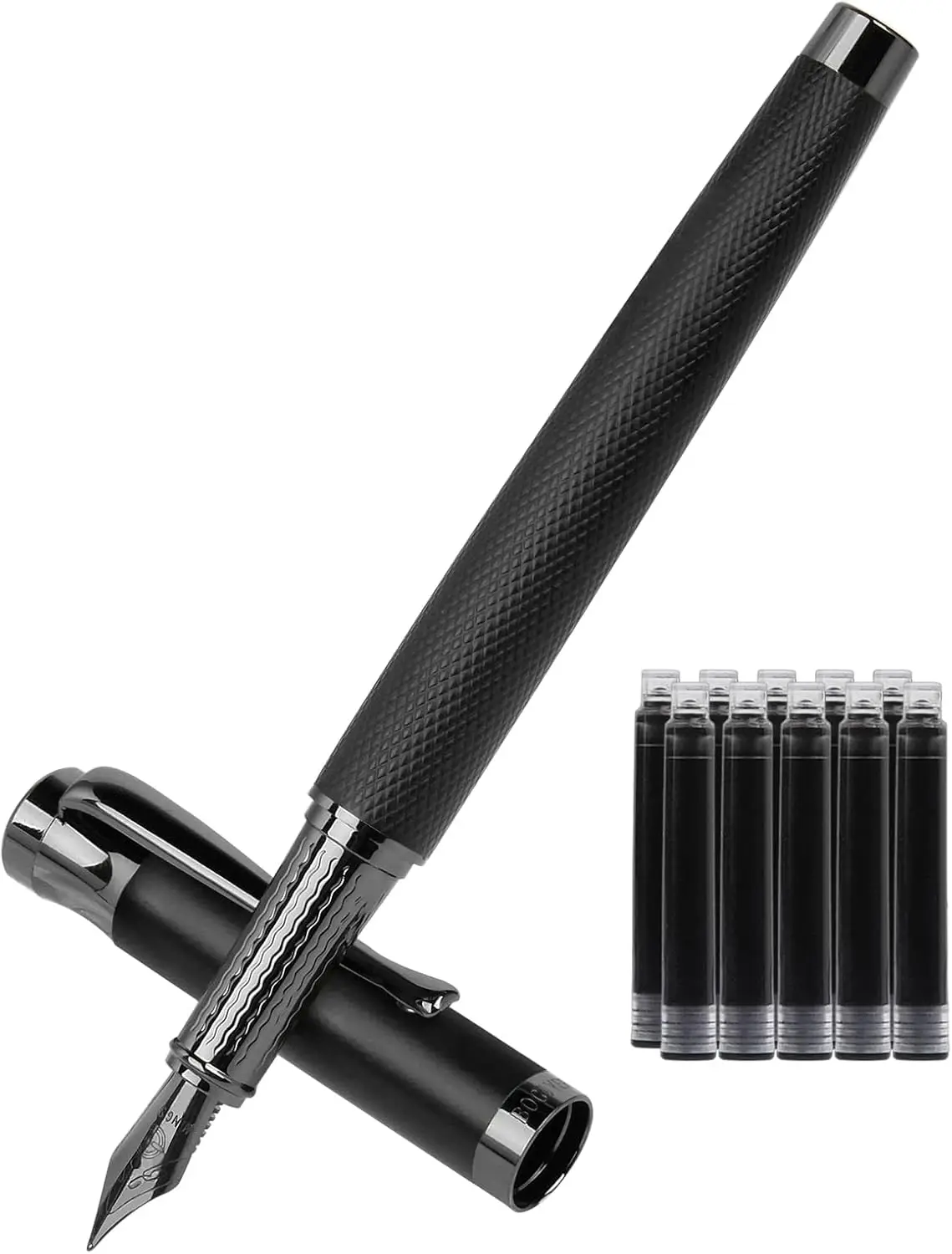 

Luxury Fountain Pen Set with Medium Nib, 10 Ink Cartridges & Converter, Gift Case for Men and Women