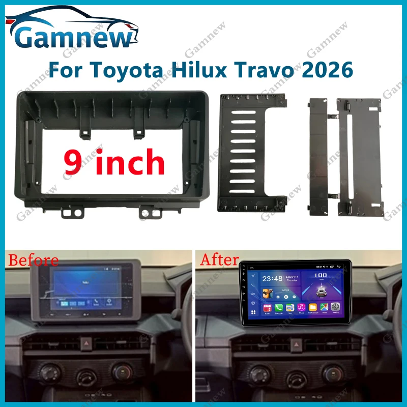 9 Inch Car Frame Fascia Adapter Android Radio Dash Fitting Panel Kit For Toyota Hilux Travo 2025-2026