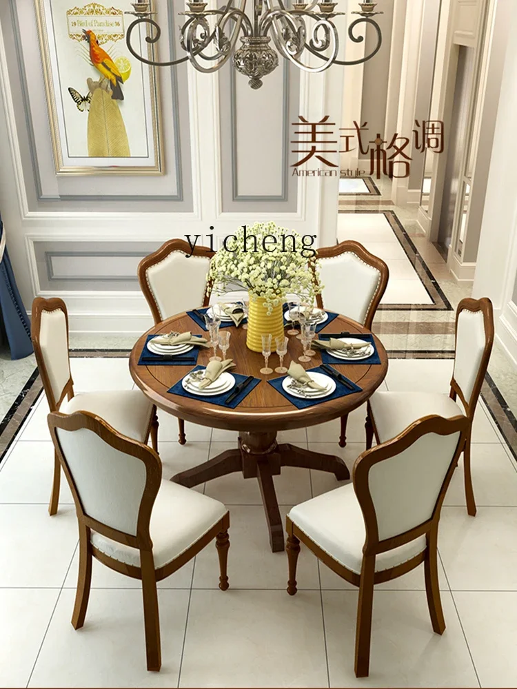 ZF all solid wood round dining table ash wood dining table and chairs retro dining room furniture