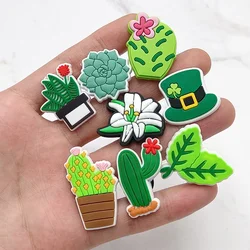 Novelty Design Green Life PVC Shoe Charms Designer Sandal Upper Decorations Accessories Flower Cactus Leaf Shape Clog Pin Buckle