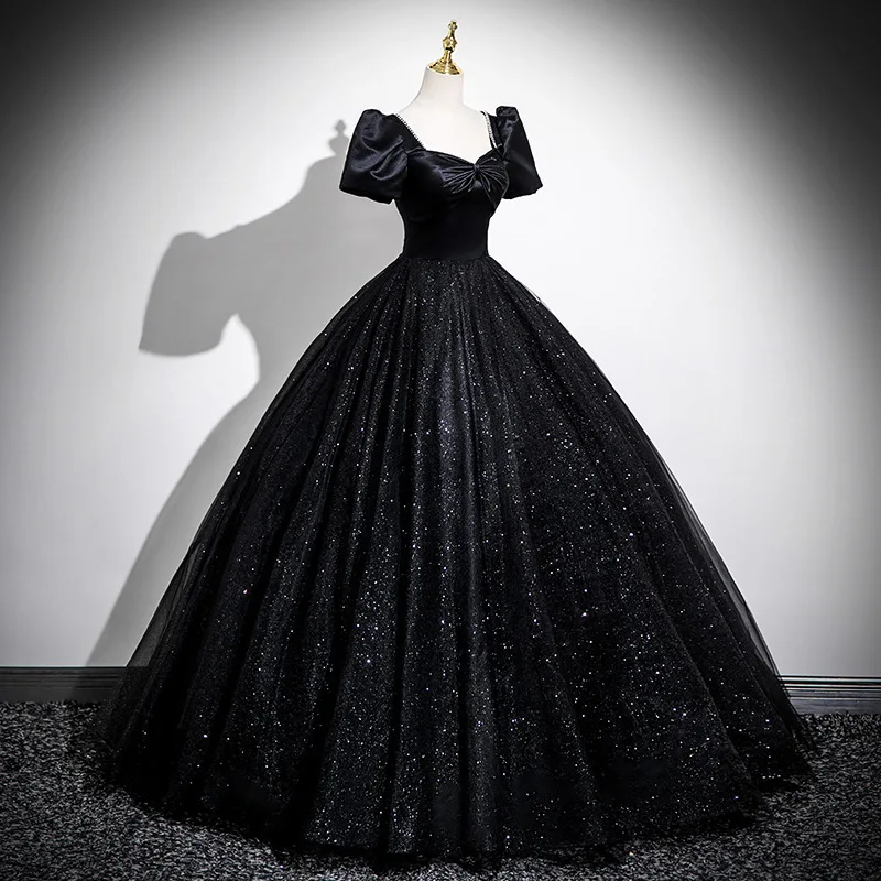 2026 여성용 블랙 성인용 하이라이트 이브닝 가운 패션 솔로 소프라노 아트 퍼포먼스 플레어 스커트 트렌디 슬리밍 롱 드레스