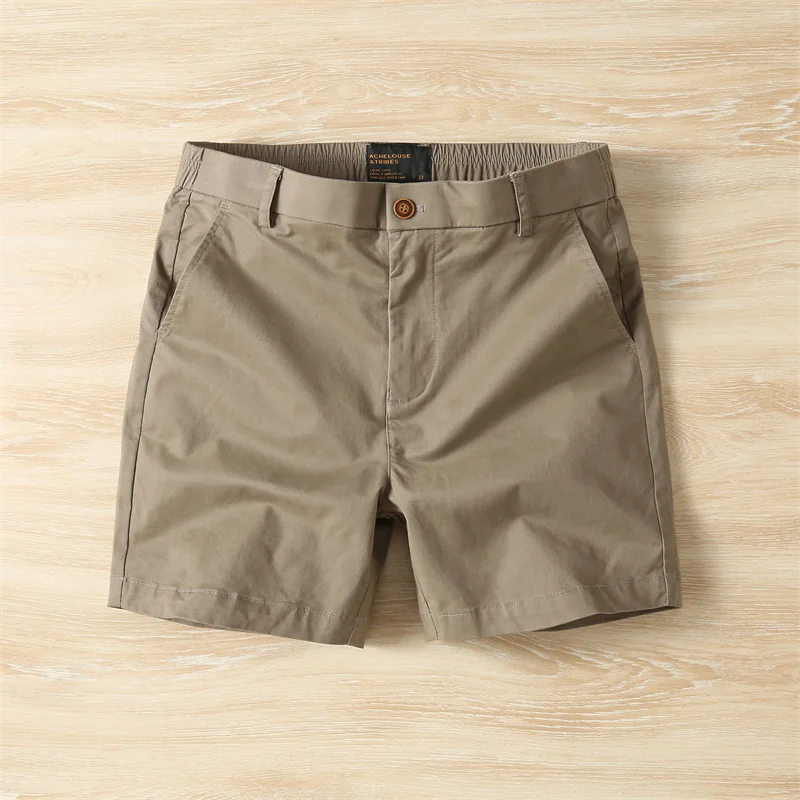 

American Retro Summer Simple ey Workwear orts Loose Straight Leg Men's Casual Pants 4-Part Trousers for Middle-Aged Men