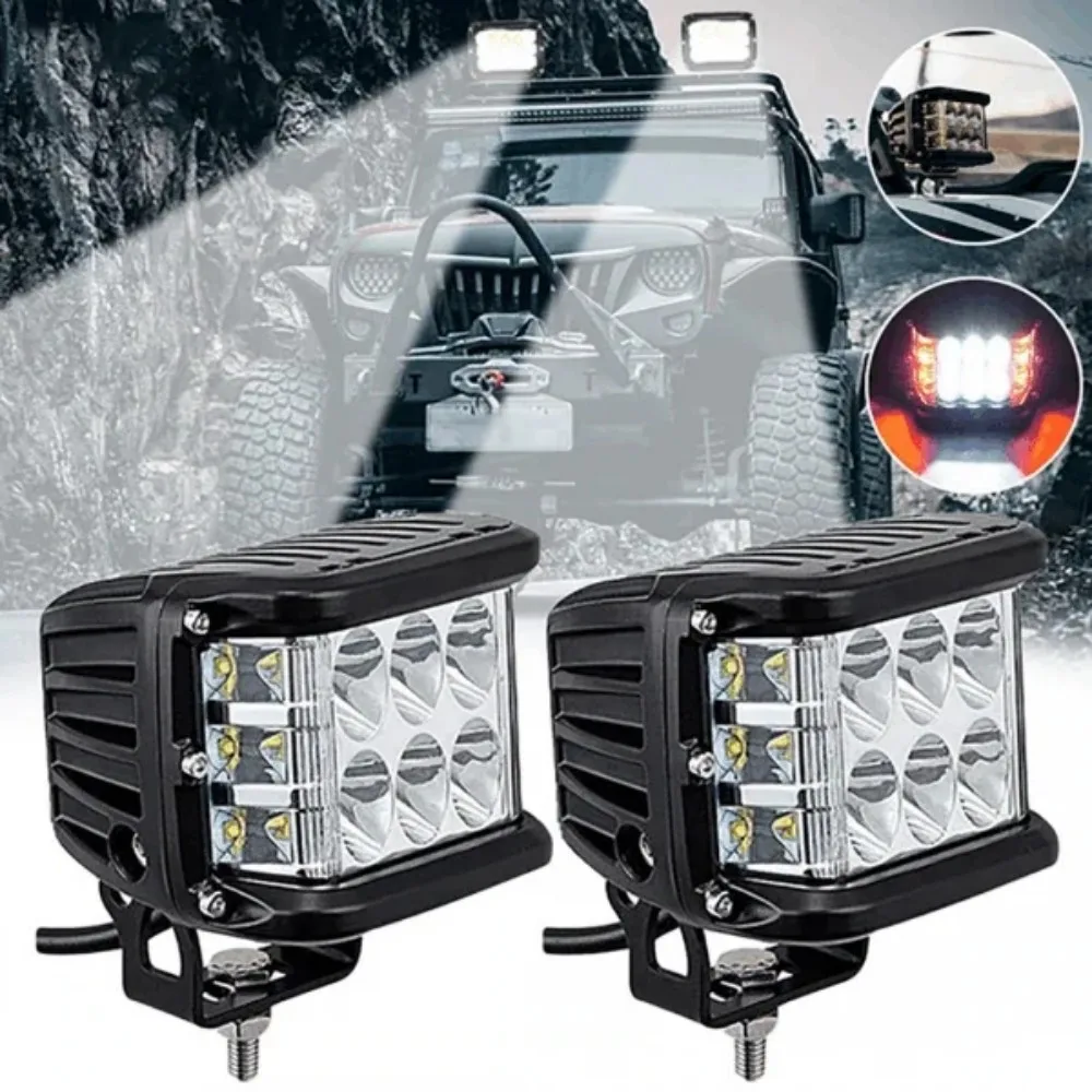 3.75\'\' Dual Side Shooter Dual Color Strobe Cree Pods for Truck ATV Boat 3-Sided 36W Car Work Lights LED Front Spotlights Lights