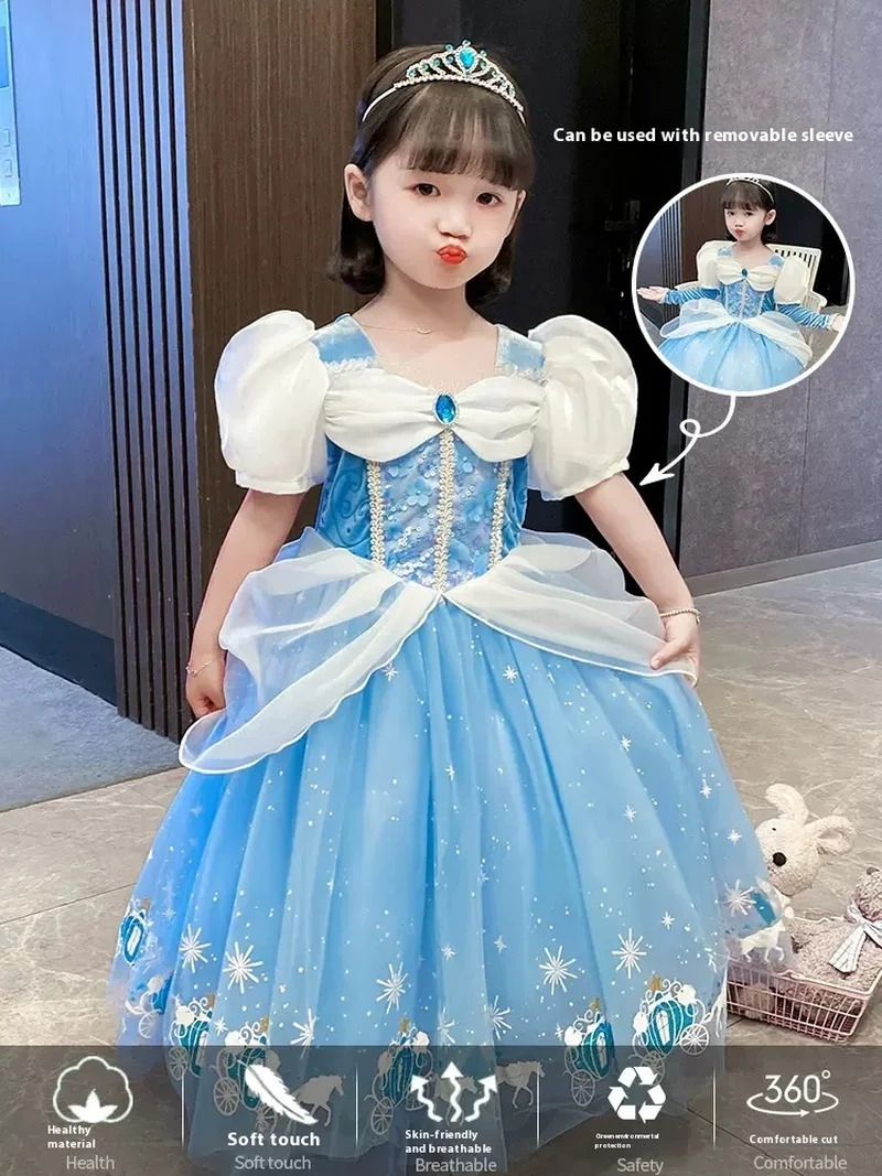 

Girls Elsa Princess Dress Summer High End Elsa Dress Disney Cinderella Spring And Autumn Elsa Ice And Snow Clothing Surrounding