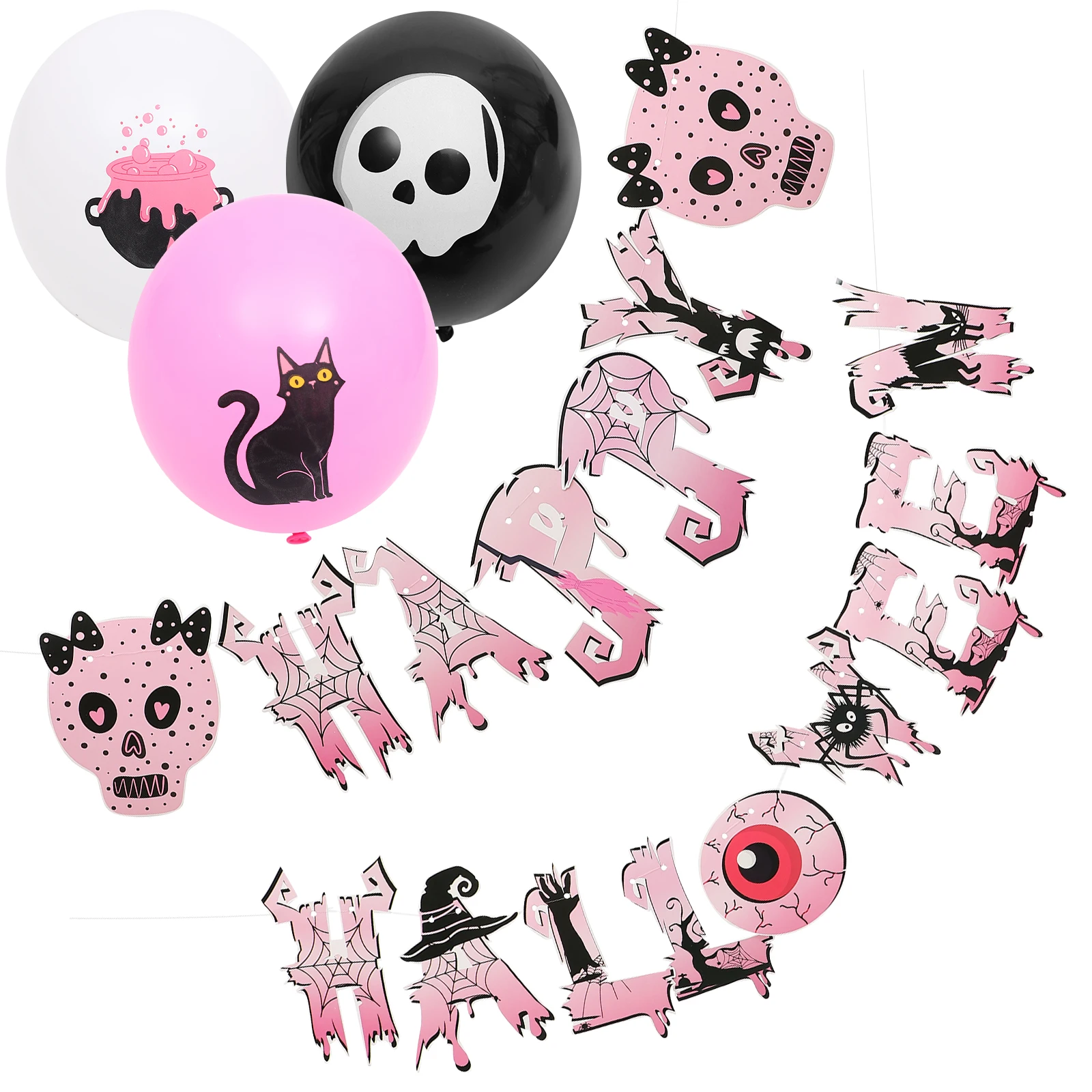 

1 set Halloween Supplies Spooky Cupcake Toppers Ghost Pumpkin Food Picks Banner Balloon Ornaments Festival Decorations Halloween