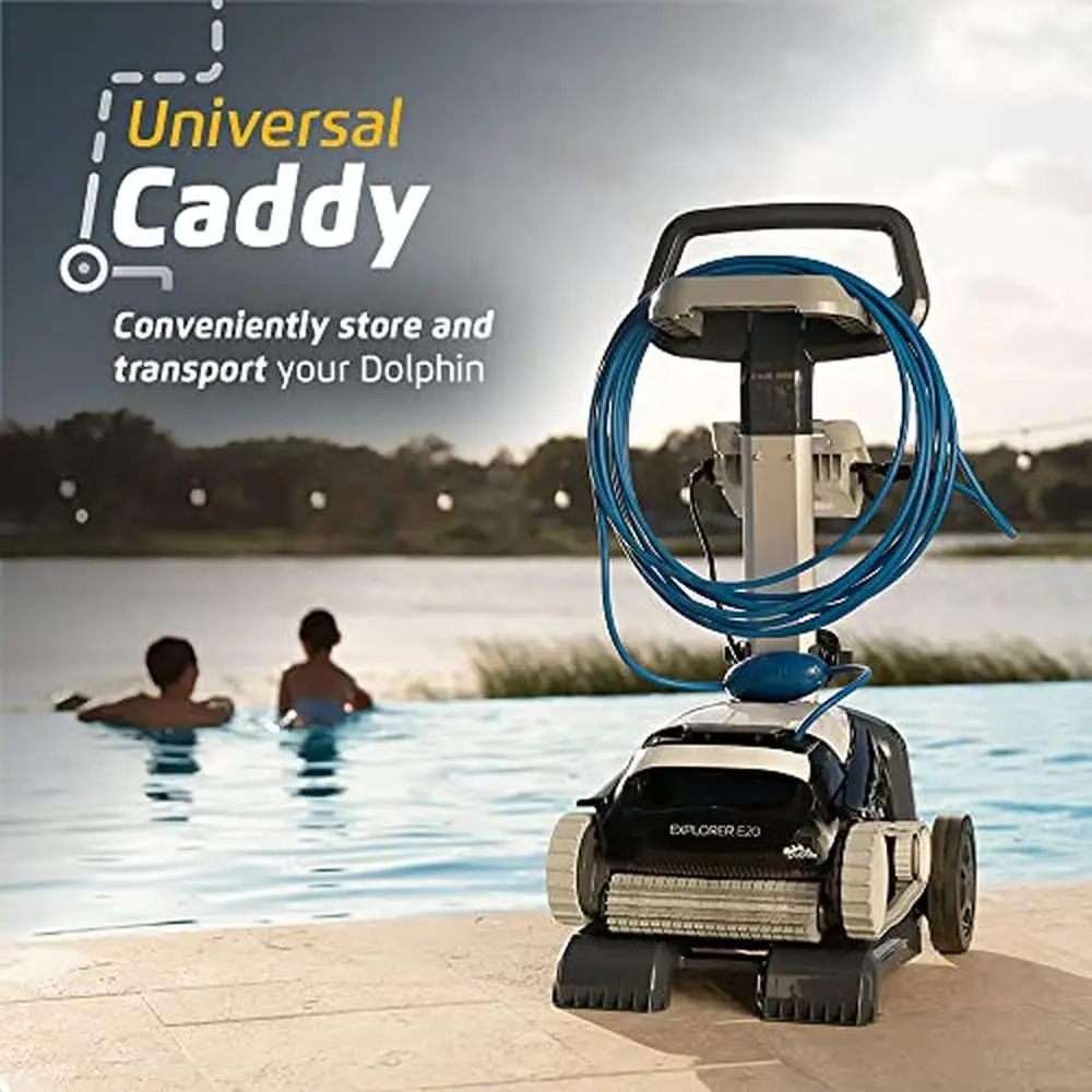 Explorer e20 aspirador de pó robótico automático para piscina, com caddy, piscinas no solo, esfregão de parede, escova de esfrega ativa fácil