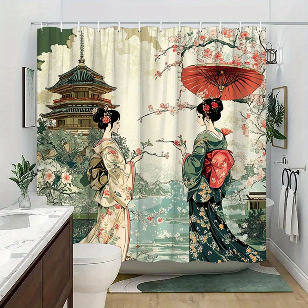1pc Kittens on Swing Shower Curtain Adorable Tabby Kittens on Red Wooden Swing Surrounded by Roses And Butterflies in Dreamy Gar