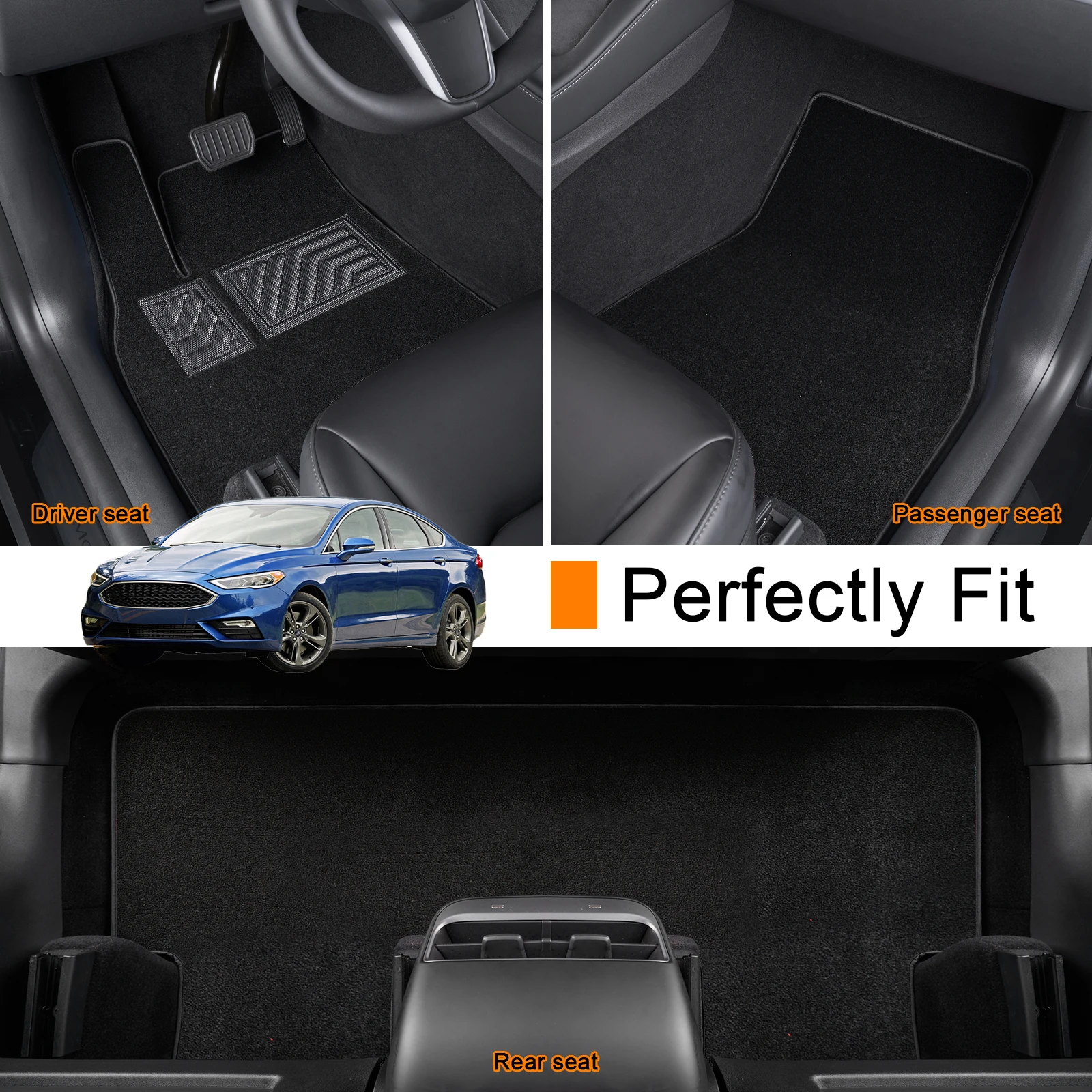Custom car floor mat for Ford Fusion 2017 2018 2019 2020 Carpet Cover Waterproof Non-slip Protector Accessories parts