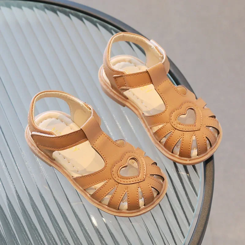 Sandalias de cuero para nias, zapatillas deportivas 100% de cuero suaves para playa, de princesa, para verano scarpe da bambina