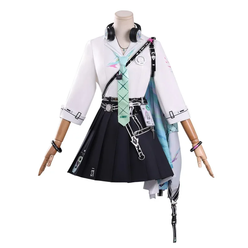 LYNAE Costume Game Wuthering Waves Cosplay White Shirt Coat Skirt Uniform JK with Accessories Full Set for Women Theme Party view 6