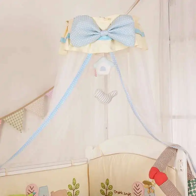 Premium Baby Crib Mosquito Net Infant Portable Folded Canopy Boy Girl Summer Round Net Portector Children Bed Valance with Stand