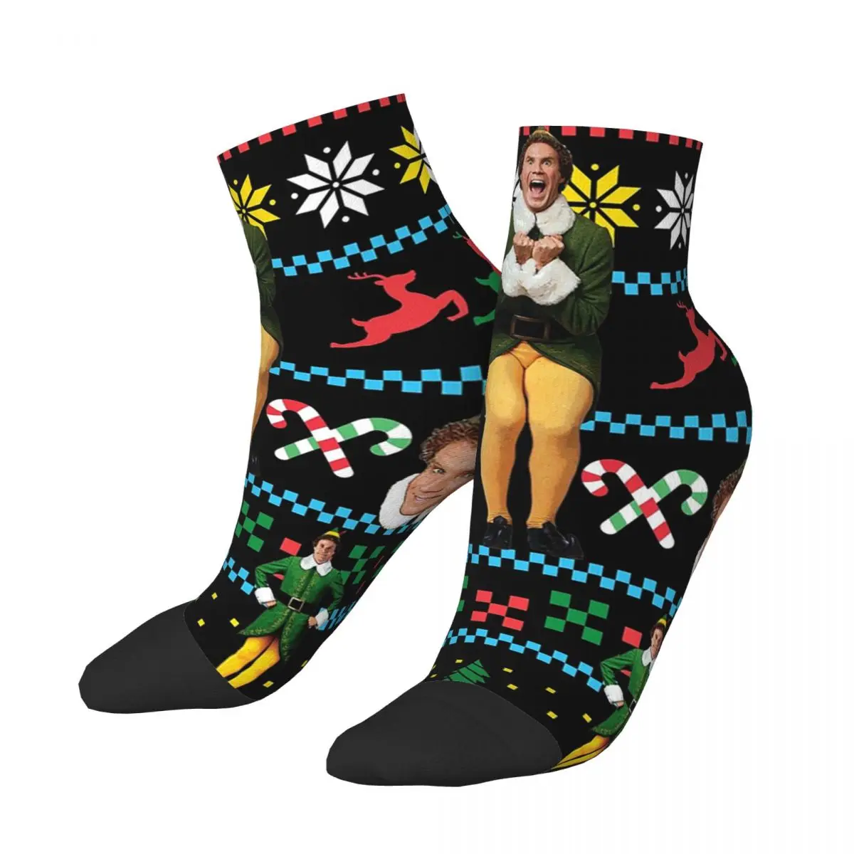 Buddy The Elf-suéter navideño feo, película navideña, calcetines Ferrell, medias Harajuku, calcetines para todas las estaciones, accesorios para hombre y mujer