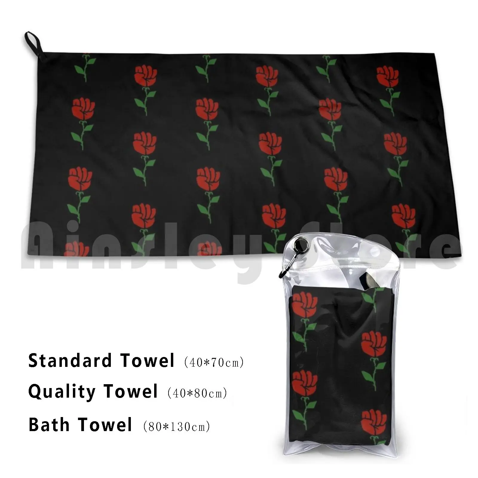 Labour Rose Fist Political Solidarity Democratic Socialist Socialism Custom Towel Bath Towel Democratic