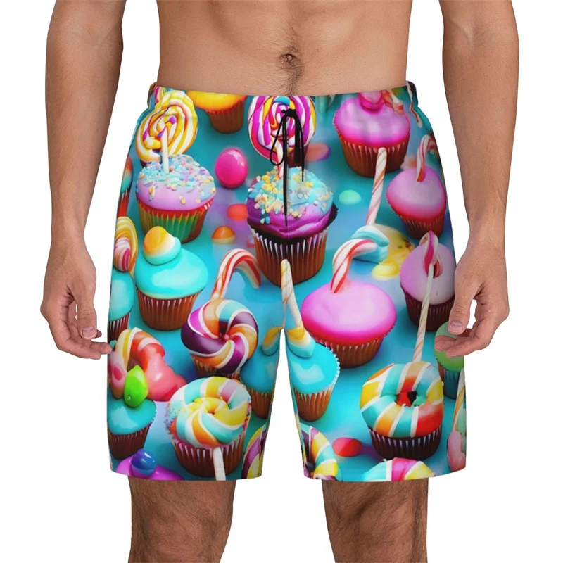 

Cartoon Donut Pattern Beach Shorts For Men 3d Printed Cupcake Running Shorts Quick Dry Surfing Board Sports Swimming Shorts