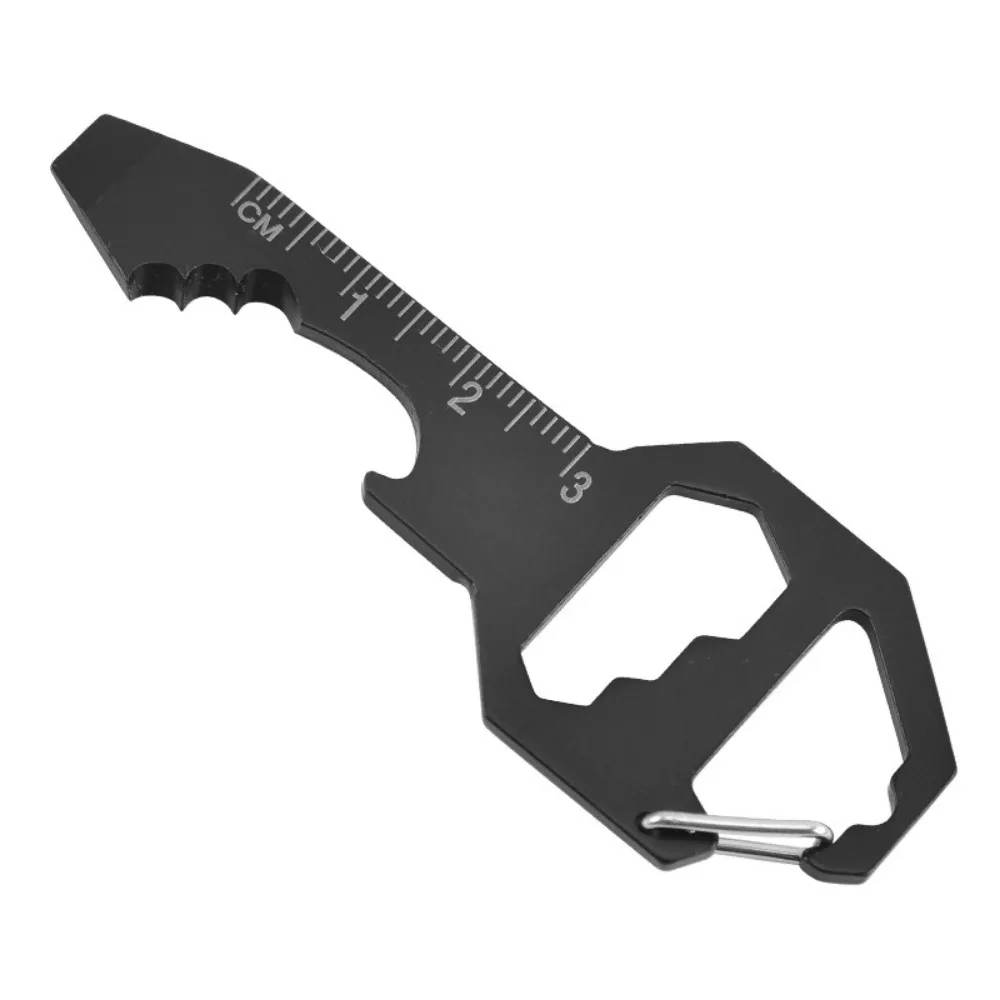 6 in 1 Multi-use Mini Tool Screwdriver Wrench Utility Gadget Stainless Steel Measuring Ruler Multi Tool Keychain Pendant