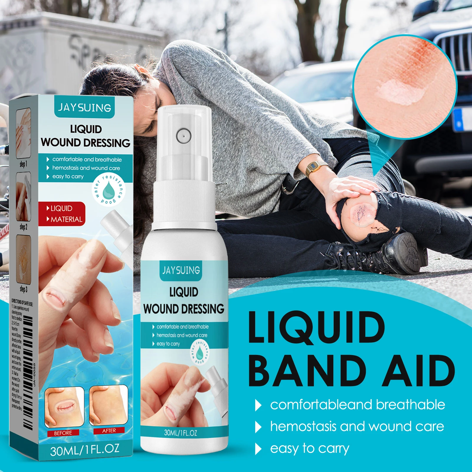 10/30ml Liquid Bandage Spray Waterproof Liquid Sprayer All Skin Areas Waterproof Wound Healing Gel Liquid Hemostatic Adhesive