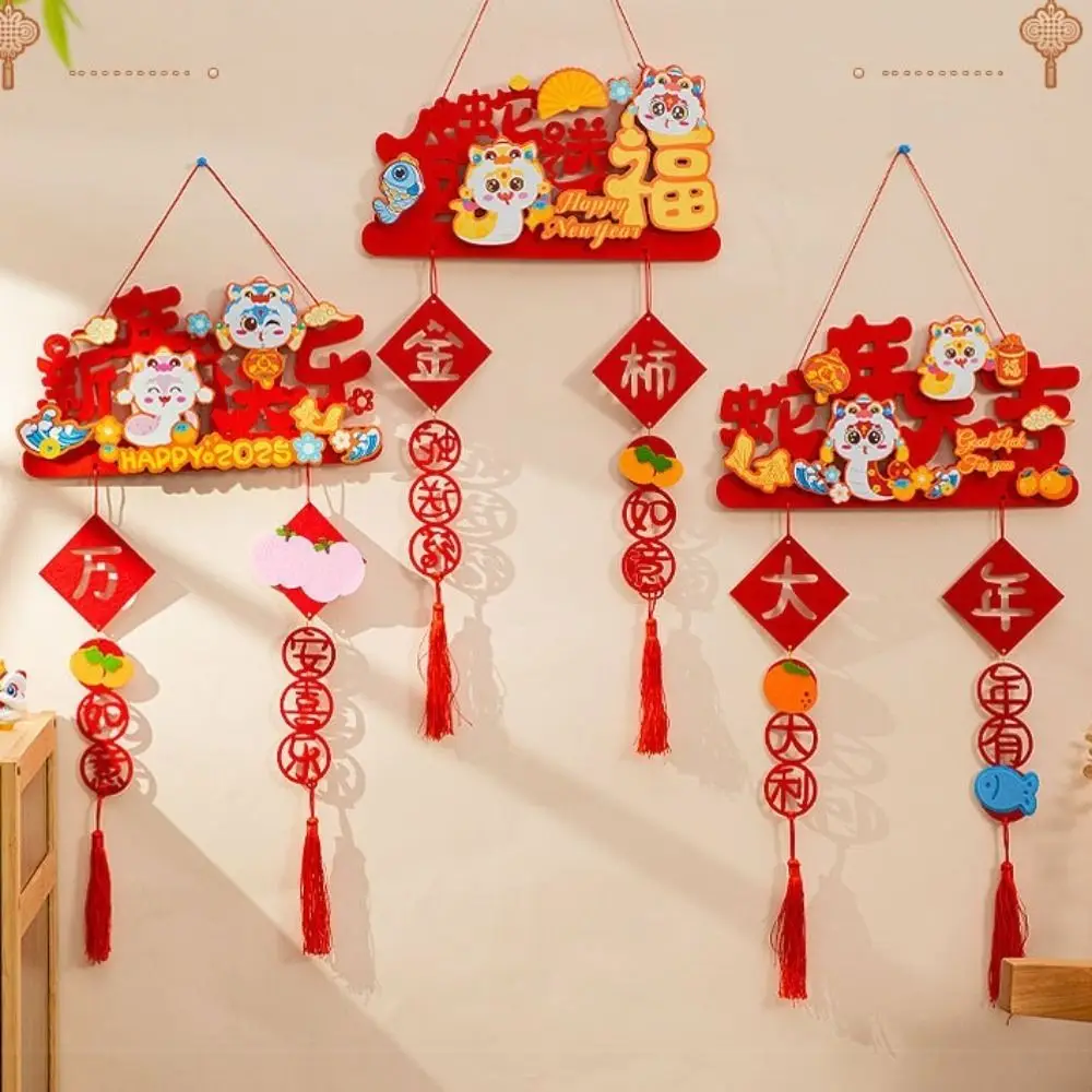 Estilo chinês cobra ano pingentes de parede bênção tradicional ano novo pendurado ornamento vermelho com borla dos desenhos animados decoração sorte