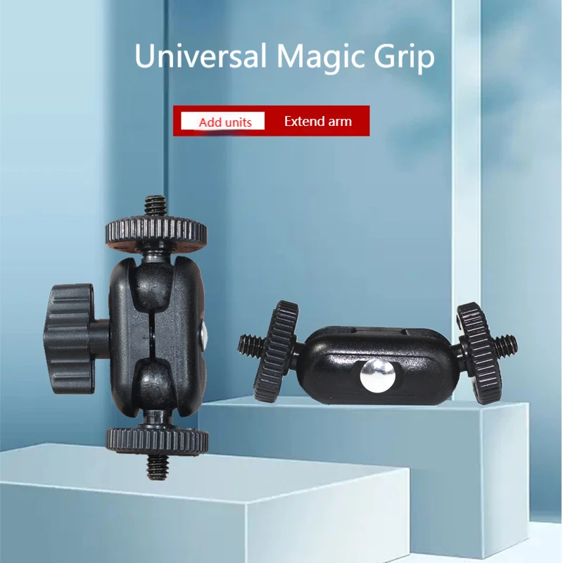 Doppel-Kugelkopf-Magic-Arm für GoPro, Insta360, DJI, DSLR, Monitor, Videoleuchte, Mikrofon, Stativ, 1/4-Zoll-Schraubhalterung, Action-Kamera-Zubehör – Detail 3