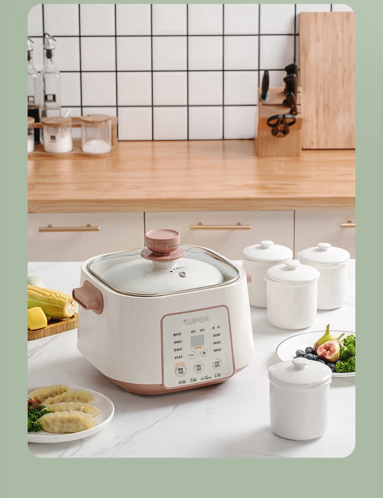 220V SUPOR Electric Stew Pot Automatic Ceramic Slow Cooker for Soup Porridge Multi Function
