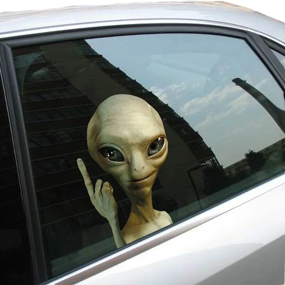 

Alien Waving Car Stickers Auto Window Waterproof Vinyl Decals Durable Vehicle Bumper Body Funny UFO Decoration Universal