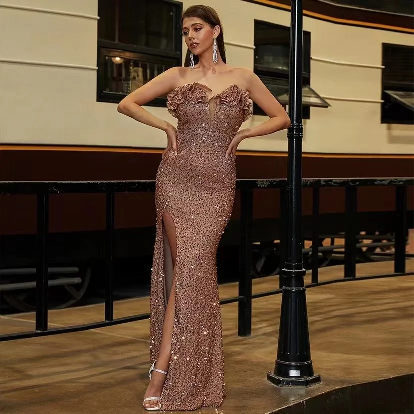 Luxury Sequin Formal Women Long Dresses Wedding Guest Party Evening Special Ocassion Prom Gown