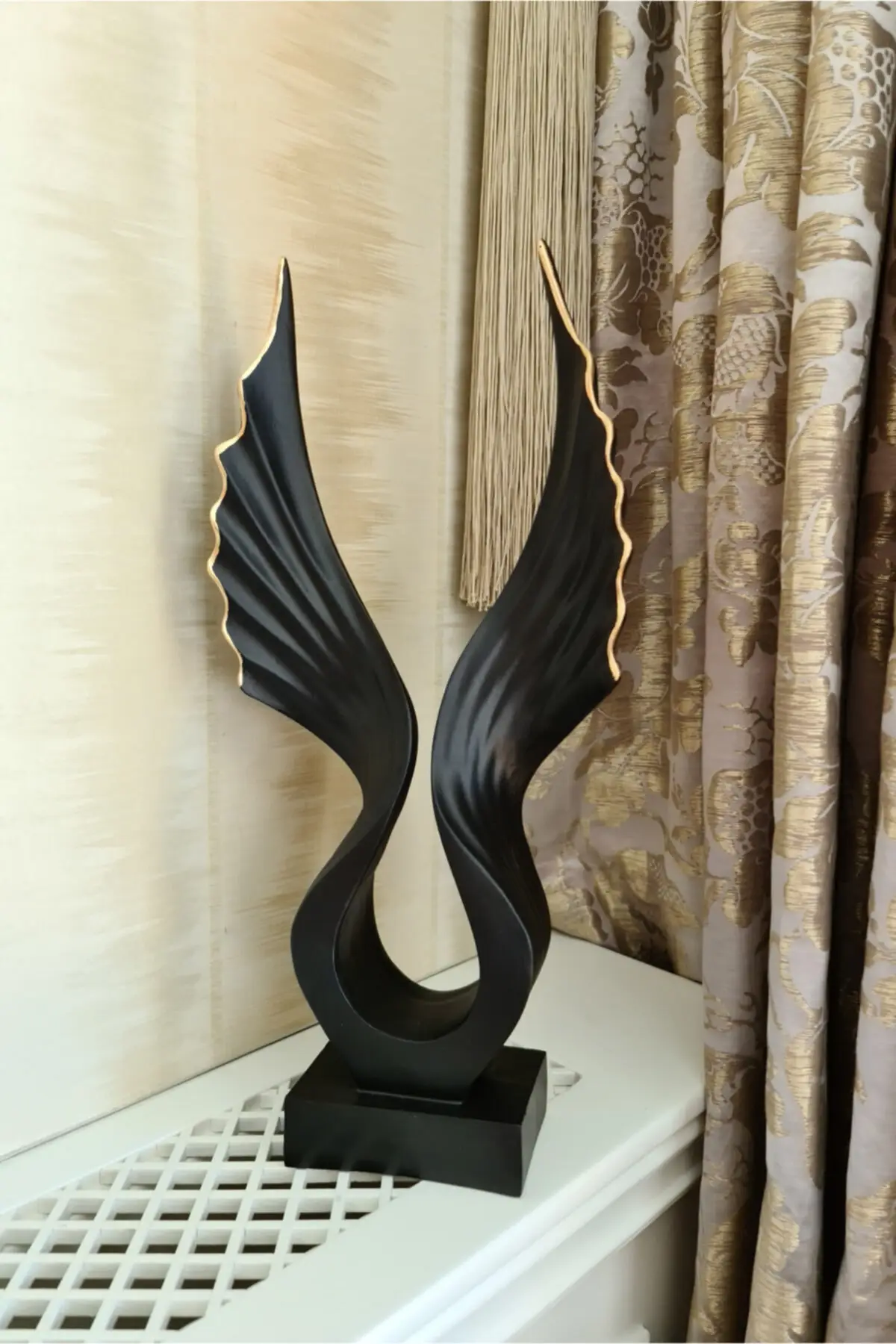 Abstract Wing Statue Black Gold