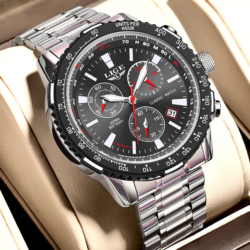 

LIGE Casual Business Watch Men Waterproof Luminous Chronograph Wrist Watches For Men Fashion Military Sport Quartz Men's Watches