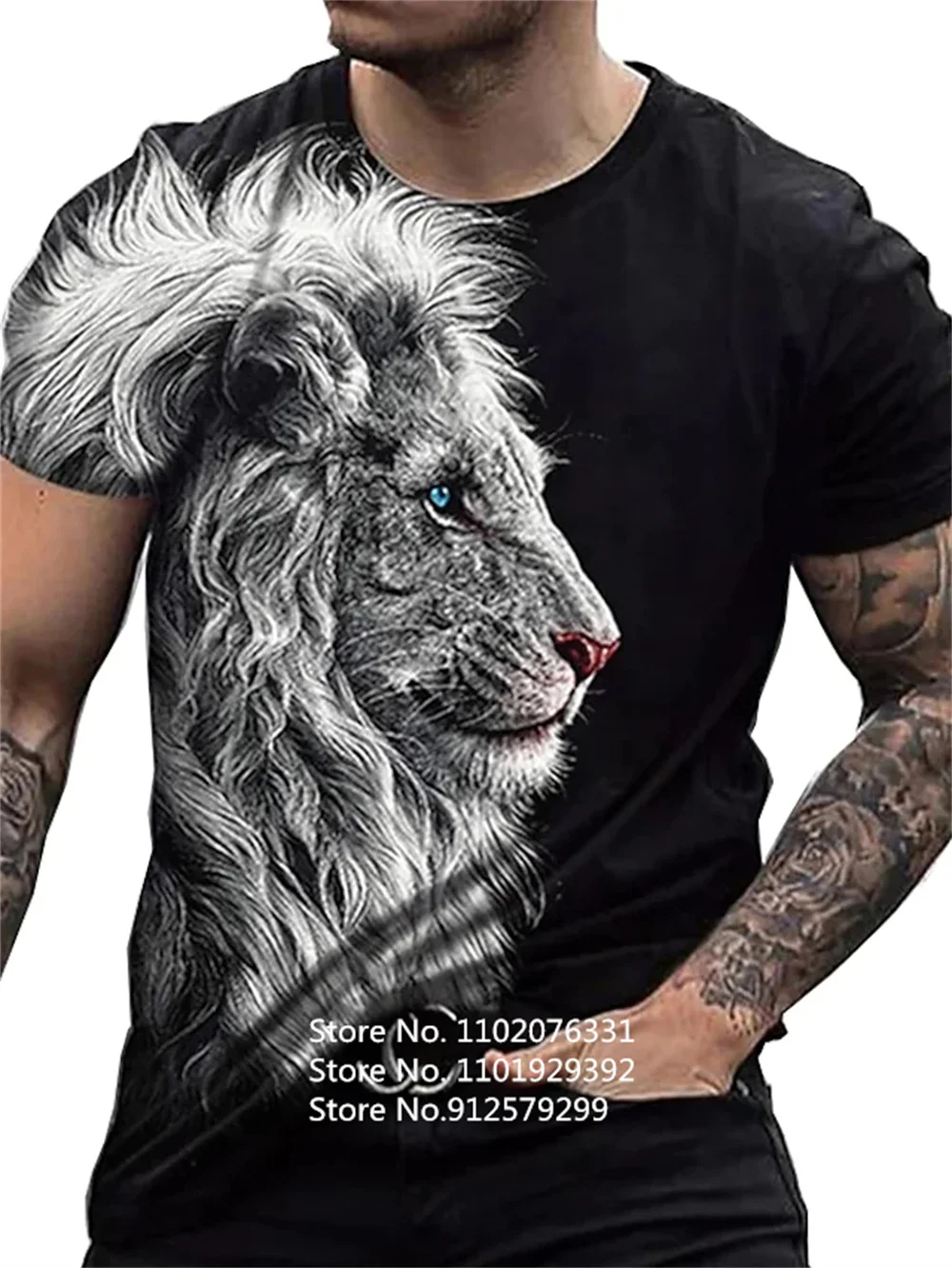 

Men's Fashion Men T-Shirt Funny Animal Lion 3D Printing T Shirt Casual Round Neck Short Sleeve Sport TShirt