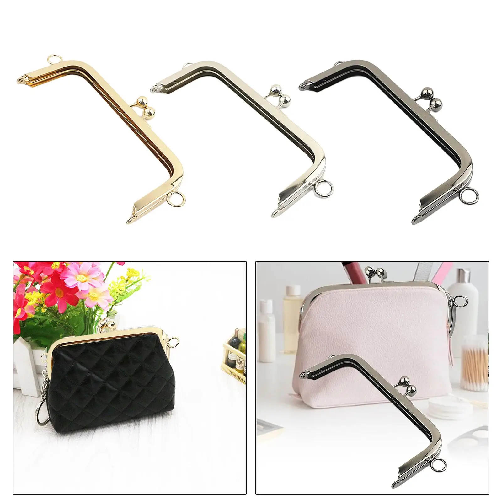 Metal Purse Frame Clasp Lock Accessories Women Purse Clasp Bag Clutch Frame Handle for Sewing Craft Bag