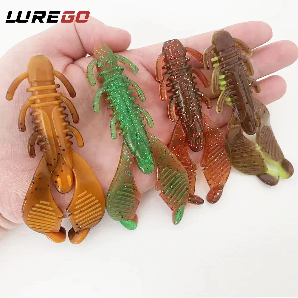 3PCS 9.3cm Obstacle Crawfish Soft Bait-Built-in Head Rattle  Heavy Cover Fishing Lure for Bass Vibration Sound Soft Plastic Craw