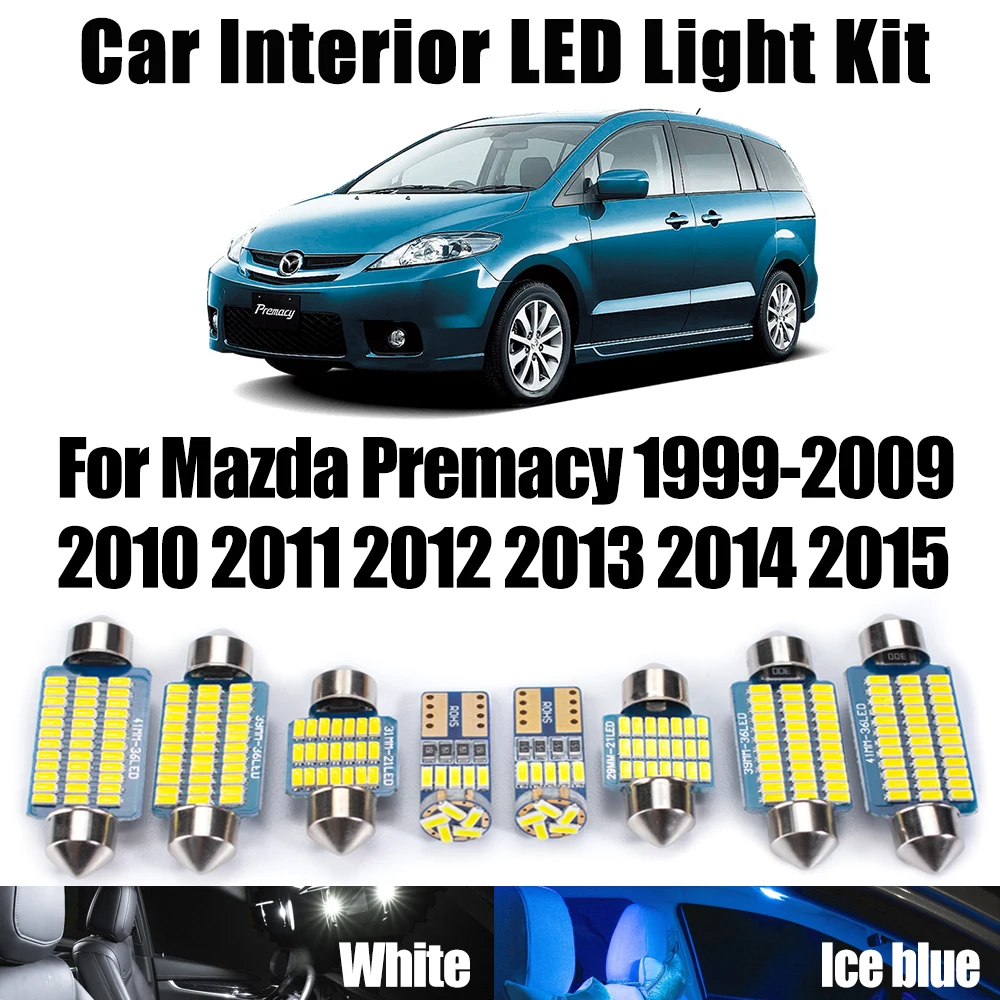 

Interior Reading Luggage Map Dome Light Bulb Kit For Mazda Premacy 1999- 2012 2013 2014 2015 Car Accessories Canbus LED Lighting