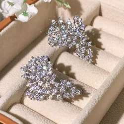 Huitan Gorgeous Women's Stud Earrings Full with Small Cubic Zirconia Bling Bling Female Accessories Wedding Party Trendy Jewelry