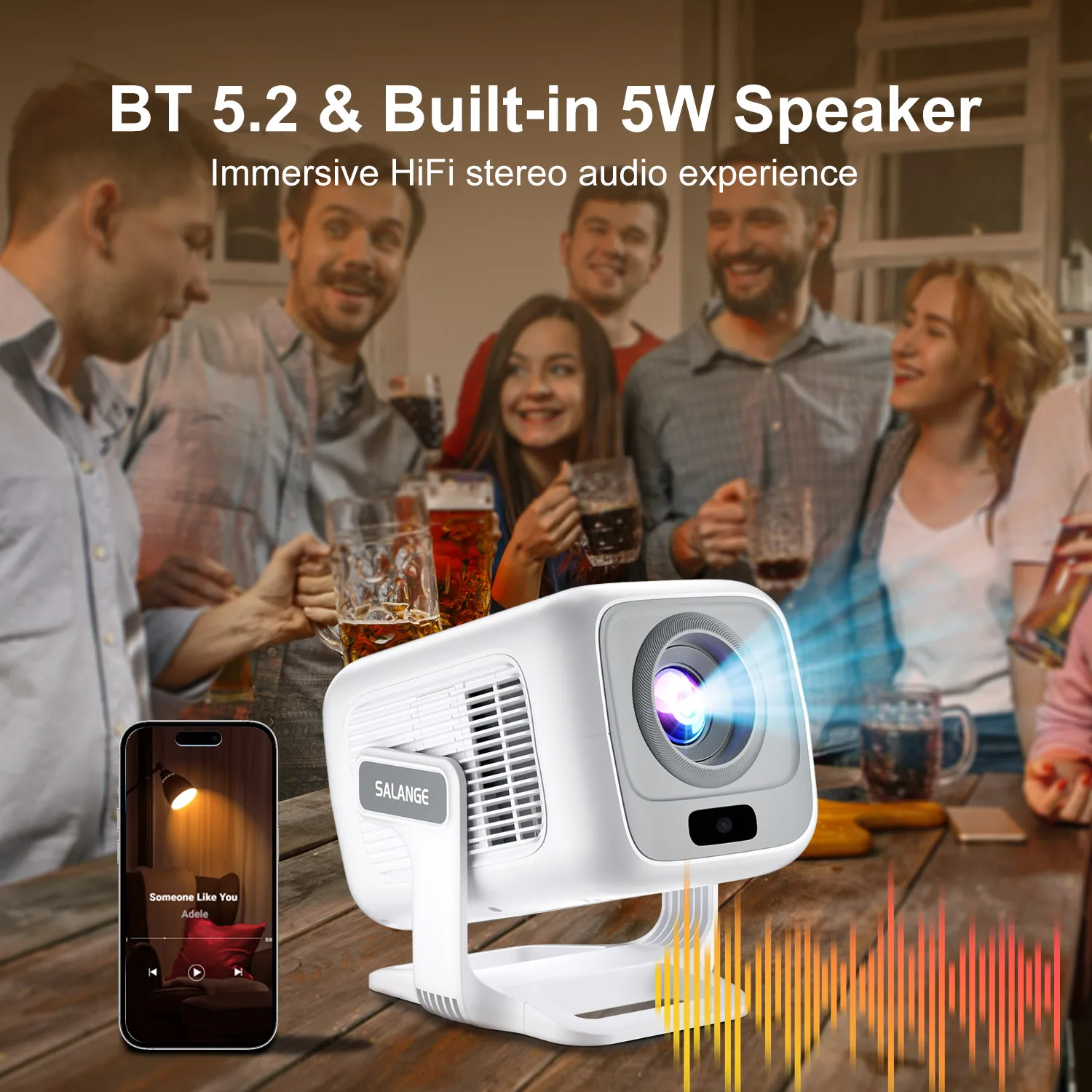 جهاز عرض Salange HY260Max 4K أصلي 1080P أندرويد 11 WIFI6 BT5.4 تركيز تلقائي/مرآة كيستون عمودية للهاتف الذكي شعاع سينما عالي الدقة