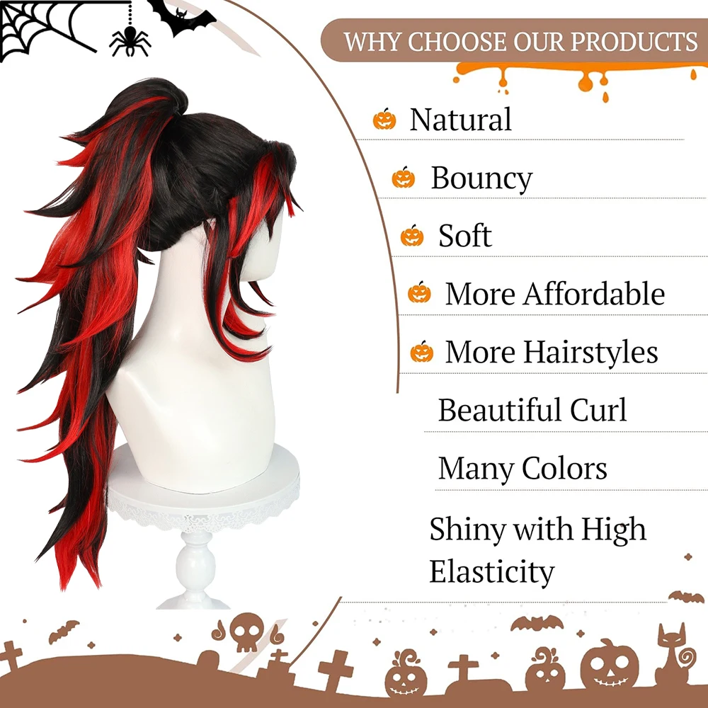 عالية الجودة أنيمي Yoriichi Tsugikuni تأثيري الشعر الاصطناعية انفصال ذيل حصان مناسبة للحفلات اليومية ارتفاع درجة الحرارة الحرير الباروكات #5