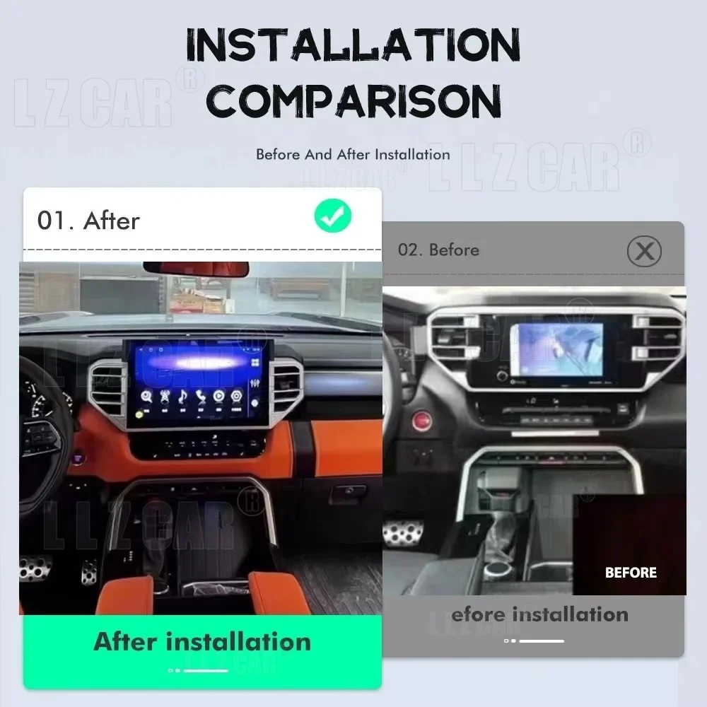 

13.3" For Toyota Tundra Sequoia 2021 2022 Car Radio CarPlay Android Auto Multimedia Recorder Player Navigation Stereo Head Unit