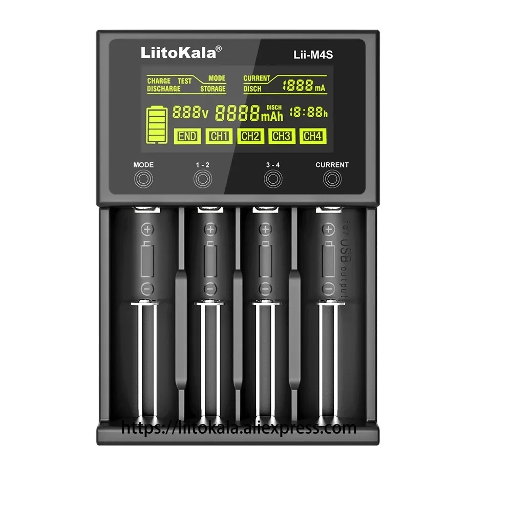 Liitokala Lii-M4S LCD Test Capacity 3.7V 1.2V Multifunction 26650 21700 17355 18350 14500 AA AAA 18650 Battery Charger