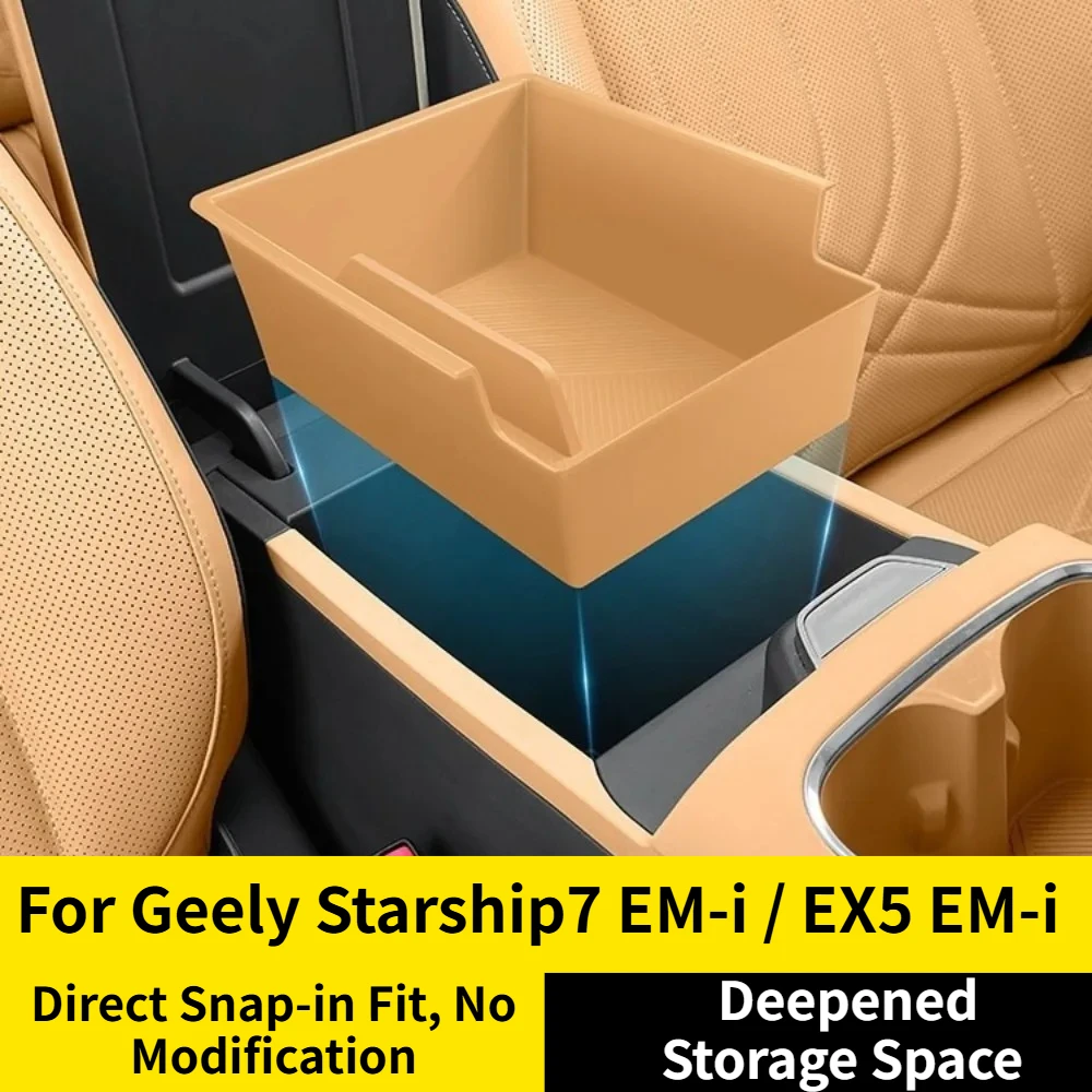 Geely Starship7 EM-i / EX5 EM-i Armrest Storage Box Deepened Tray Car Interior Organizer Accessory for Vehicle Organization