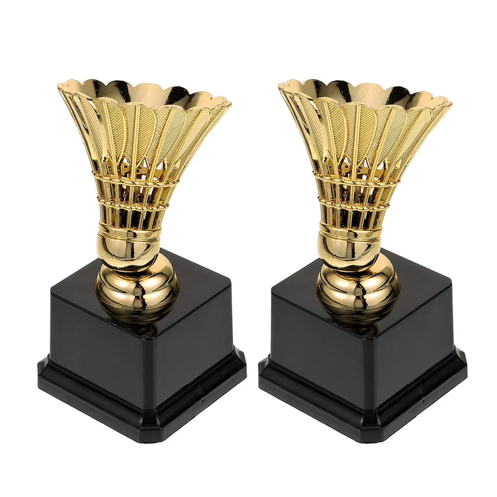 

2Pcs Badminton Trophy Creative Gold Color Decorative Award for Competition Champion Party Favor Award Medal