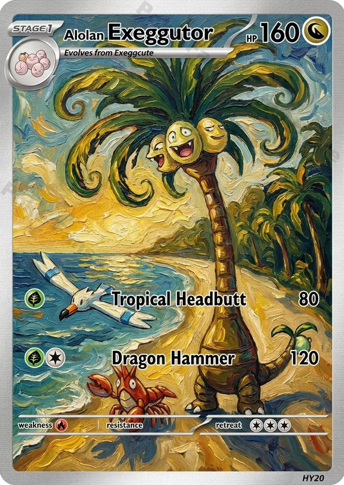 Pokemon Cards PTCG Oil Painting Style Custom Alolan Exeggutor Wingull Marill Buizel Wiglett Collection Cards Set Pokemon Gift