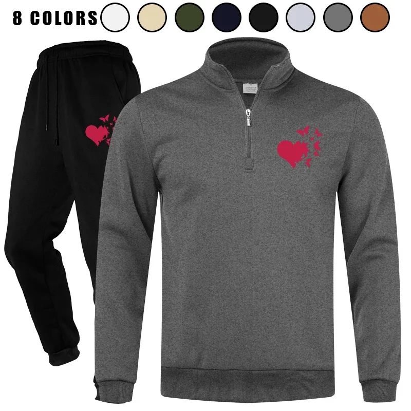 

Men's 2 Piece Quarter Zip Workout Plaid Jacquard Sweatsuit Jogging Tracksuit Suit Set