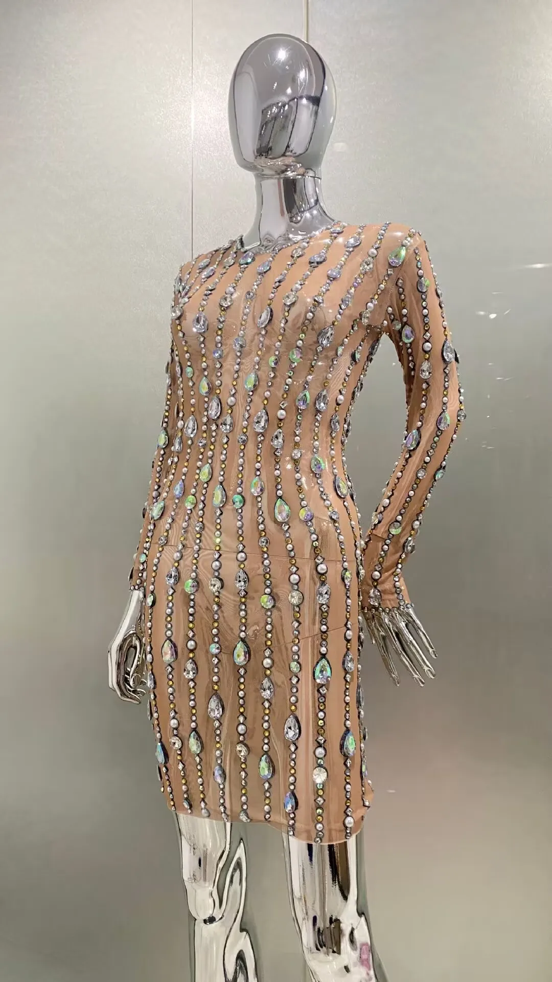 Epic Night Black Diamante Mesh Dress