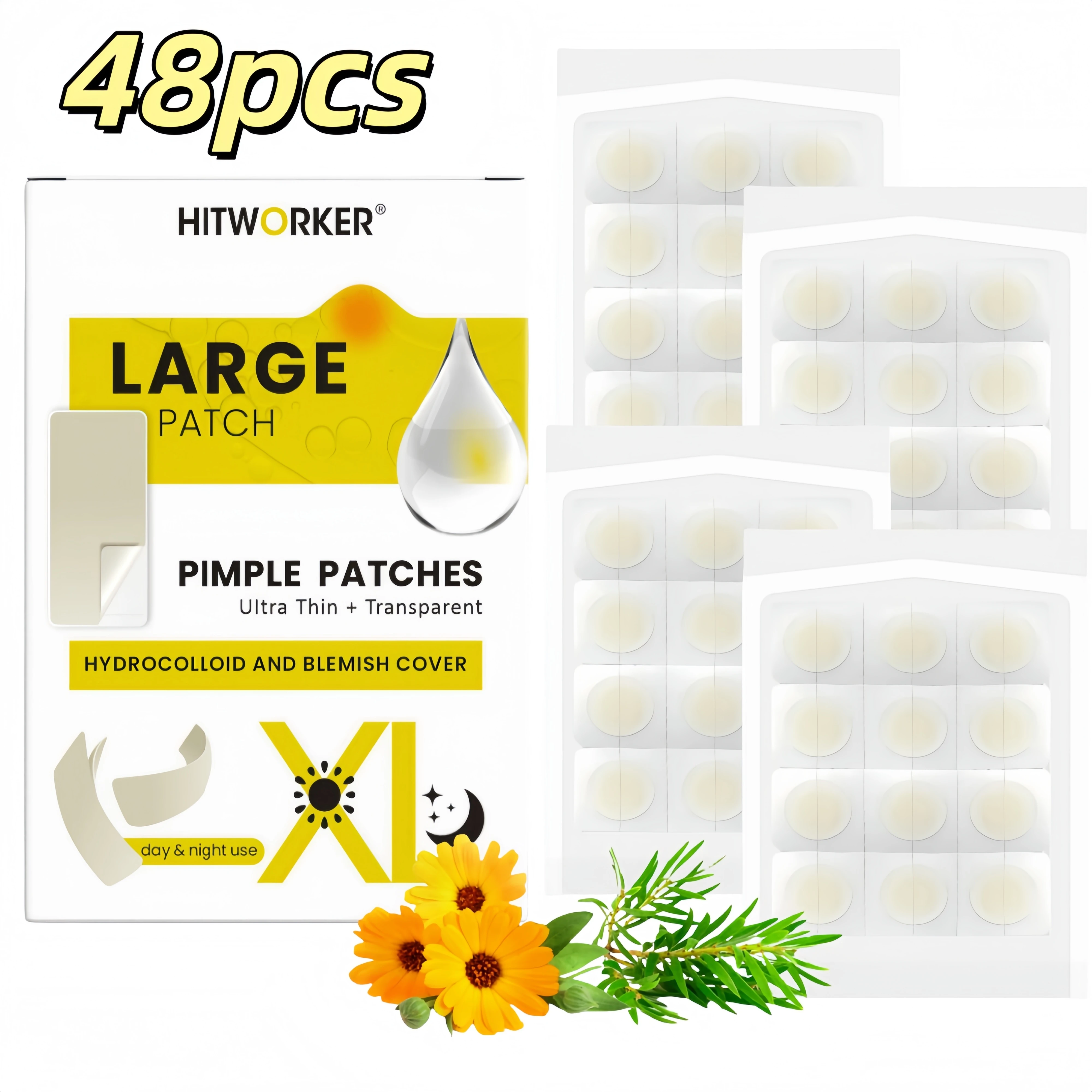 48 pieces of facial skincare and acne removal patches, non irritating invisible professional repair and absorption spot patches